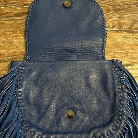 Jennifer Haley Fringe Leather Clutch in Royal Blue, like new, smoke & pet free - Picture 3 of 5
